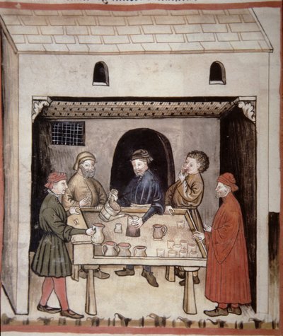 Nova 2644 f.87r Proeven van rode wijn, uit Tacuinum Sanitatis Codex Vindobonensis door Italian School